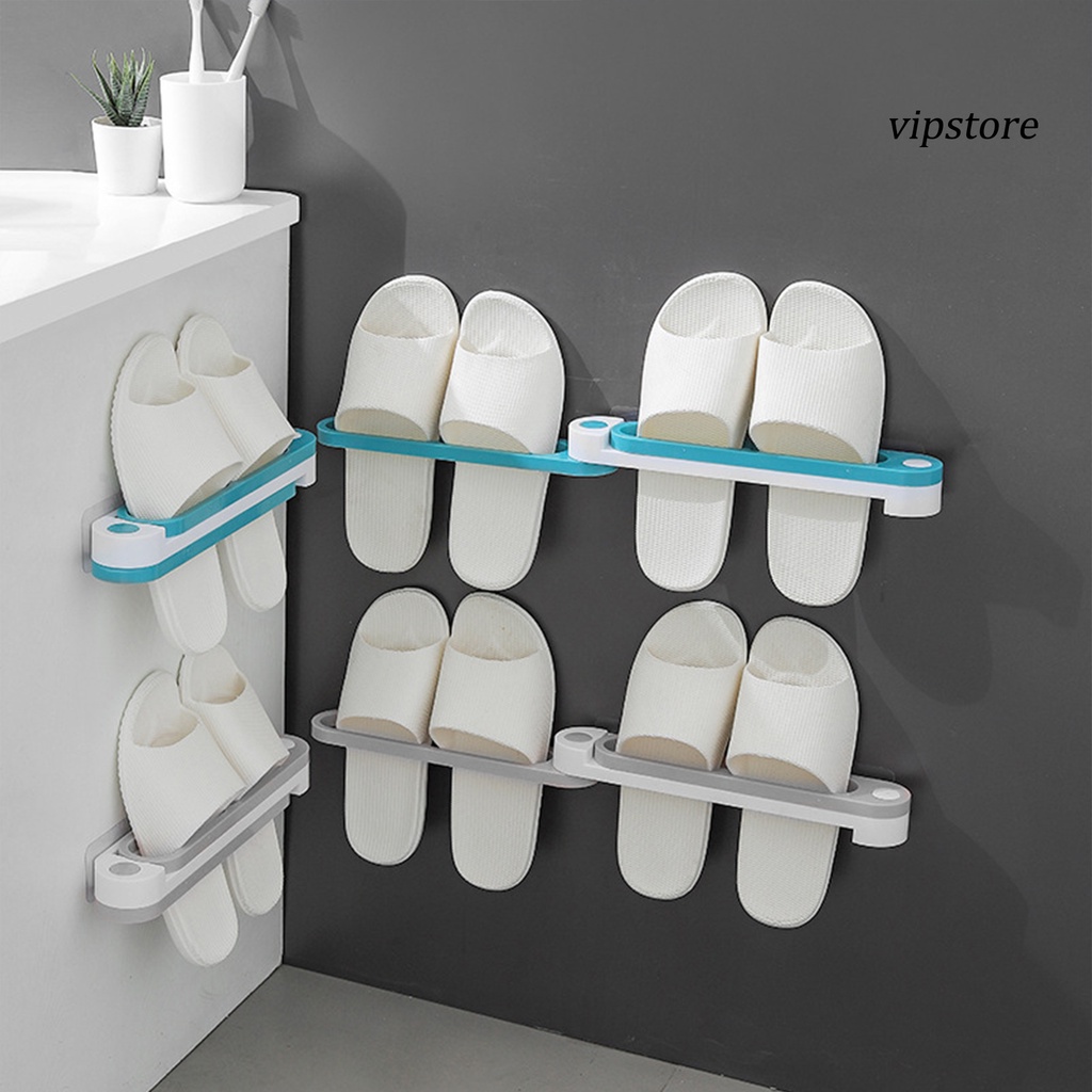 【VIP】  Slipper Rack Foldable Adhesive Plastic Wall Hanging Shoes Rack for Bathroom