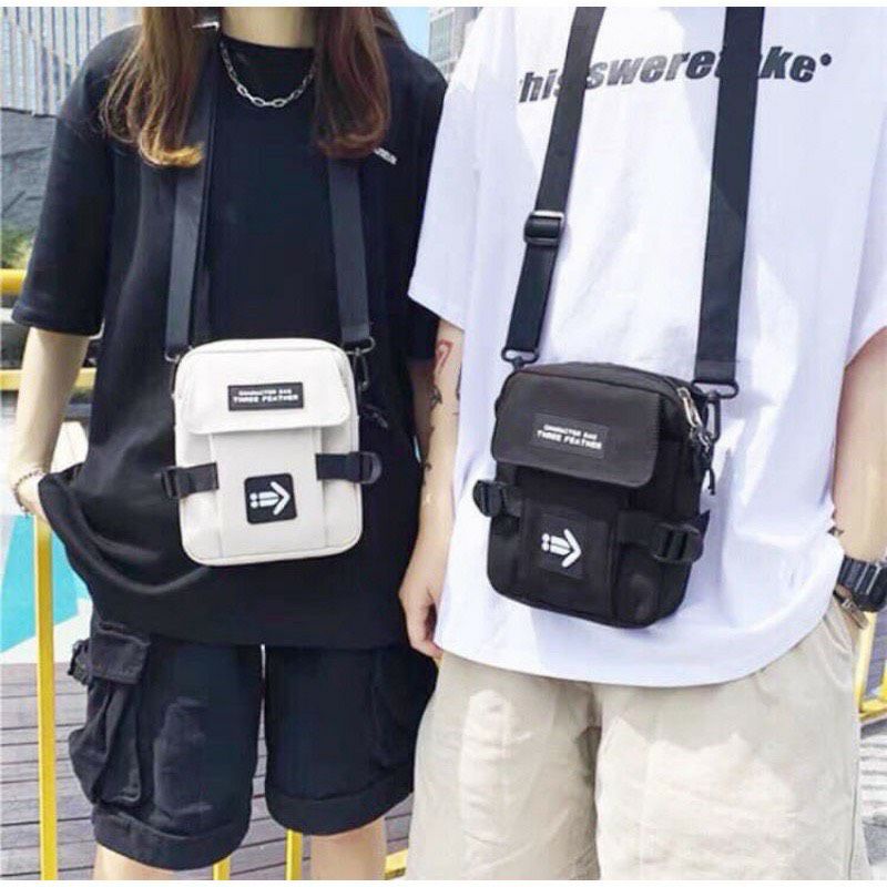 Túi đeo chéo  trang nam nữ Mắt x; mũi tên; LoGo  Balo Mini đi học; đi chơi; vải can ko thấm nước