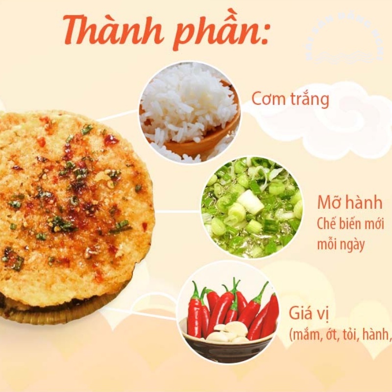 Cơm Cháy Chiên Mắm Hành Ớt Beo Béo Thơm Ngon Giòn Rụm Gói 3 Miếng Ít Vụn