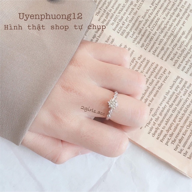 Nhẫn hình bông tuyết dày dặn freesize vừa tay size 16-17.5mm ah