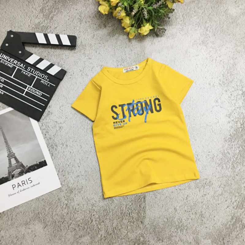 Áo thun in chữ strong 7kg đến 20kg áo phông bé trai chất liệu cotton 4 chiều