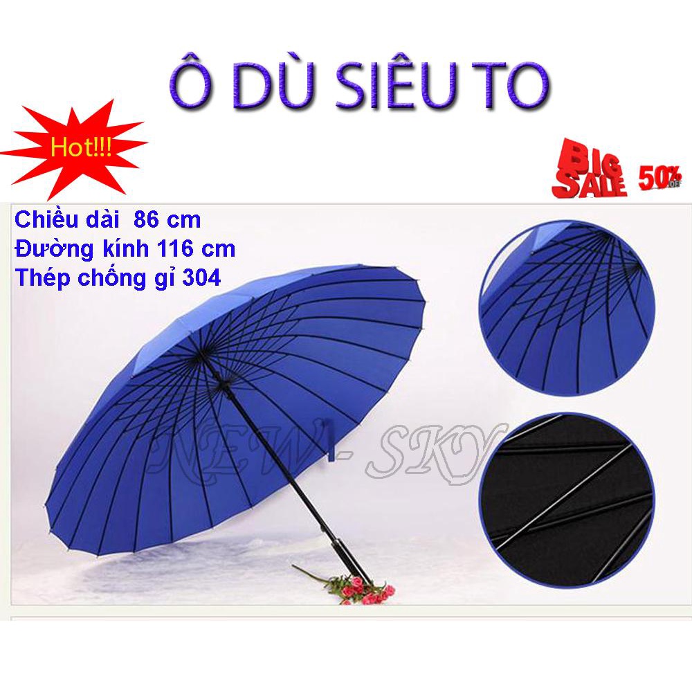 Ô Dù Che Mưa, Ô Dù Siêu To, Đường Kính Lên Đến 116 CM Dành Cho 3 Người Thiết Kế 24 Nan Thép 304L Không Rỉ