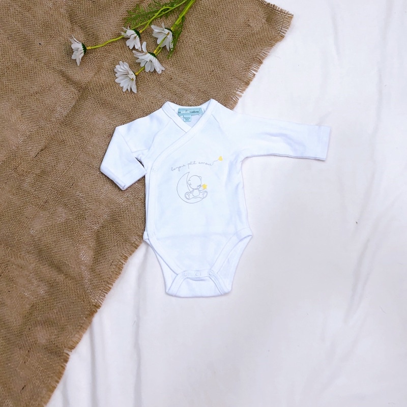 (Chọn màu) Bodysuit, body chip dài tay vạt chéo chất cotton dày dặn cho trẻ sơ sinh, thiếu tháng 0M,1M,3m,6M