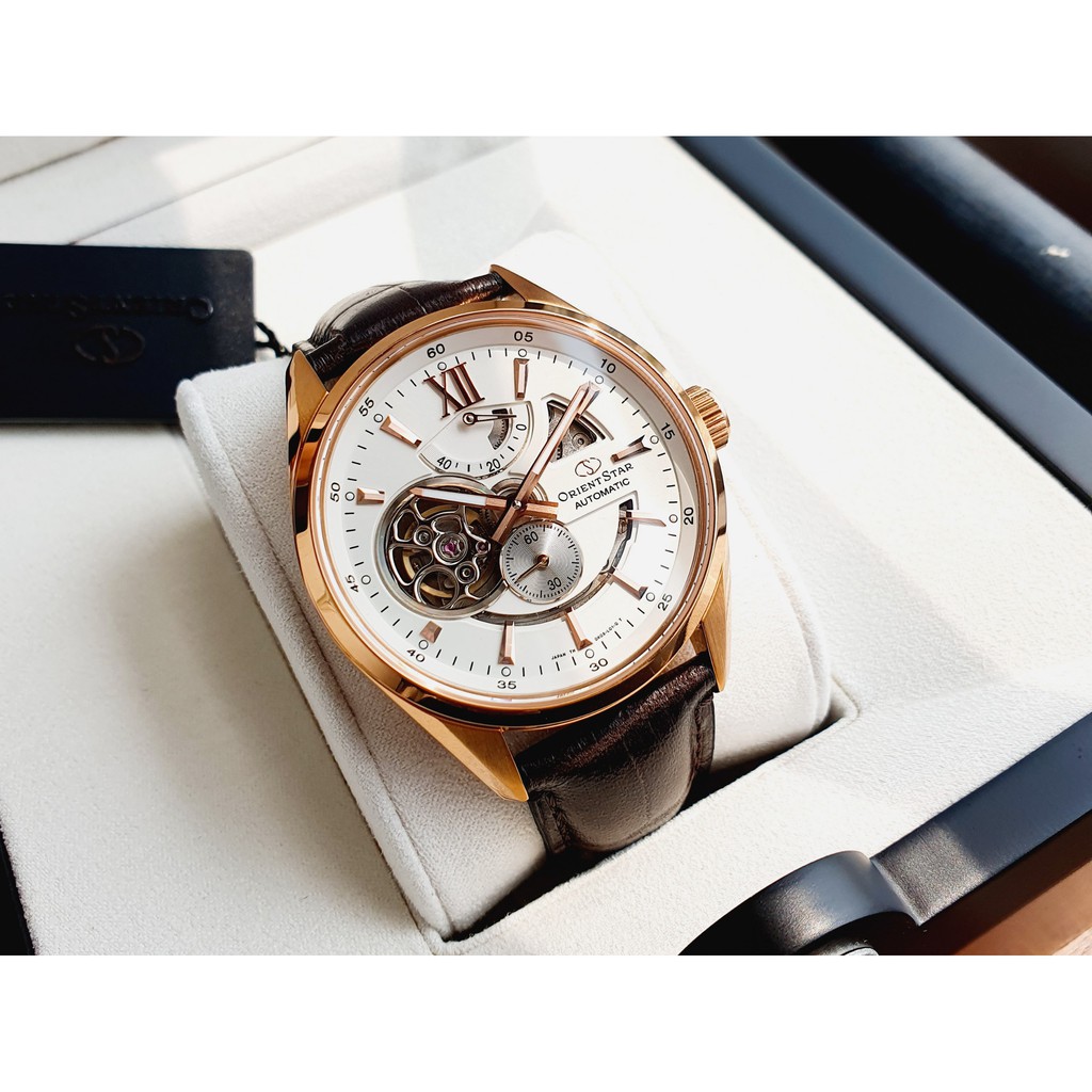 Đồng hồ nam chính hãng Orient Star Skeleton SDK05003W0 Mặt Kính Sapphire, Máy Automatic, dây da