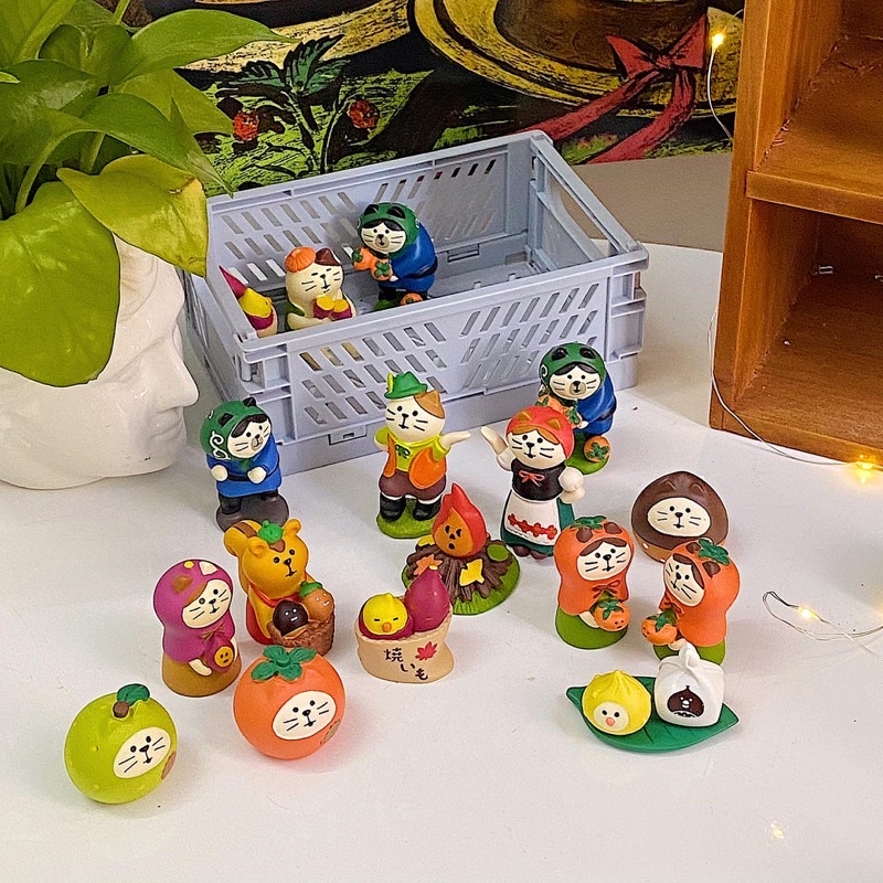 Mô hình mèo chủ đề mùa khoai lang, hạt dẻ