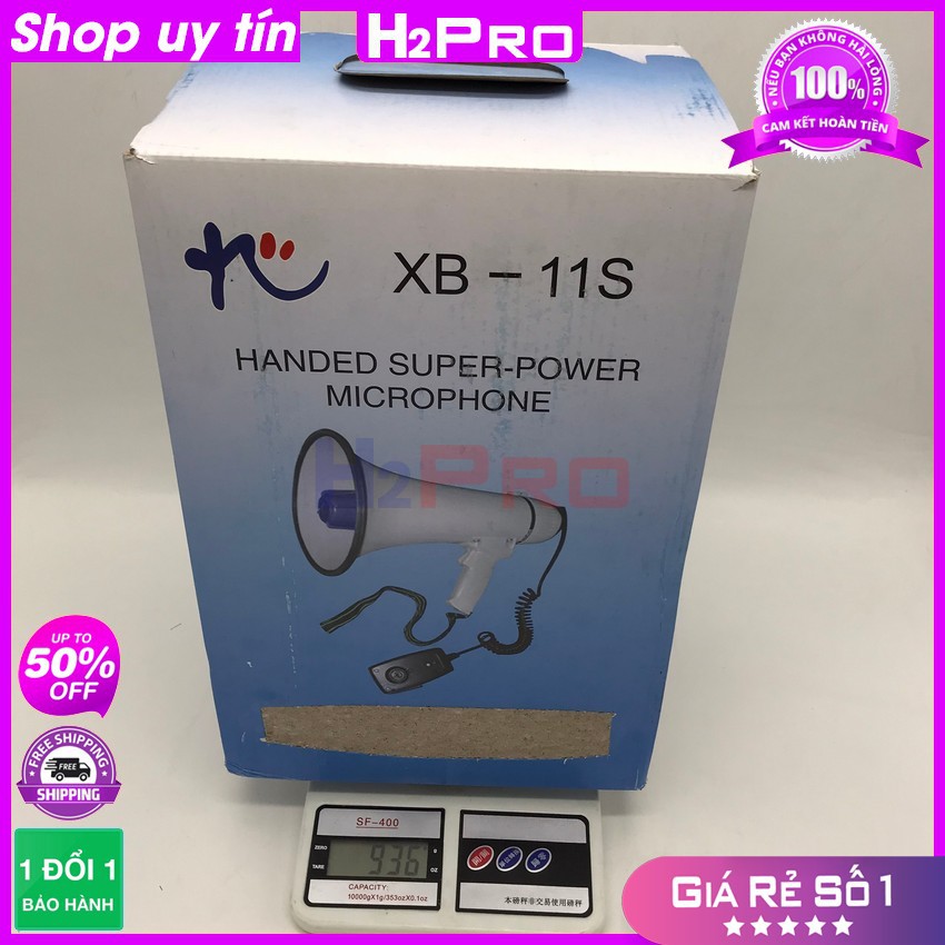 Loa Phóng Thanh Cầm Tay, Loa Cầm Tay XB-11S Cao Cấp 25W Vang Xa 600M, Chịu Nước Mưa-Quà 30K 6 Pin Đại-H2Pro Audio