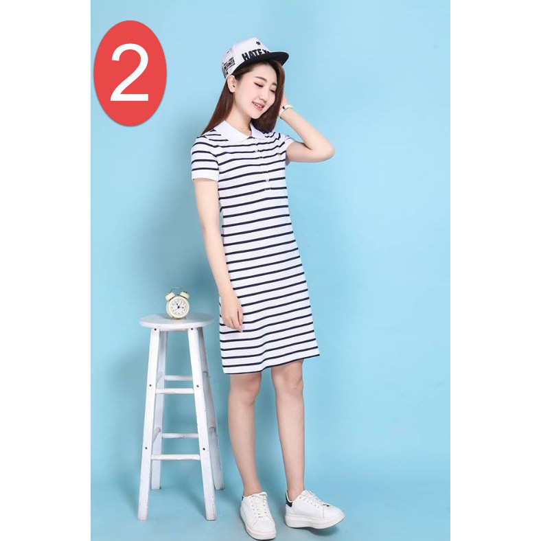 Váy polo kẻ ngang trẻ trung chất đẹp | BigBuy360 - bigbuy360.vn