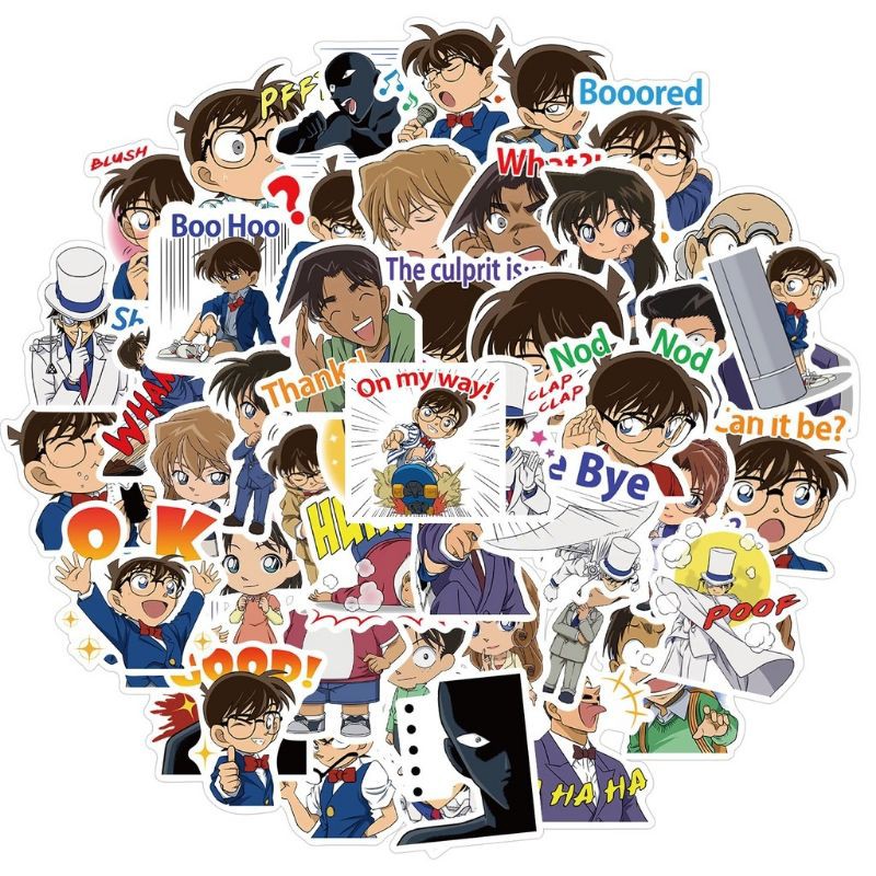 miếng dán sticker anime thám tử lừng danh conan-trọn bộ 50 miếng-hình in rõ nét siêu đẹp