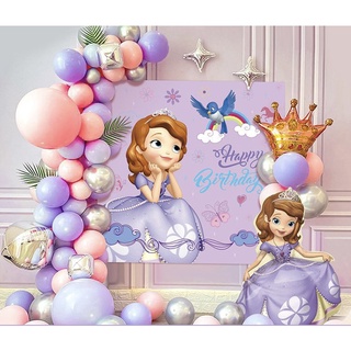 Set bóng kèm poster sinh nhật kèm hình chibi các chủ đề đủ mẫu cho bé trai - bé gái siêu yêu