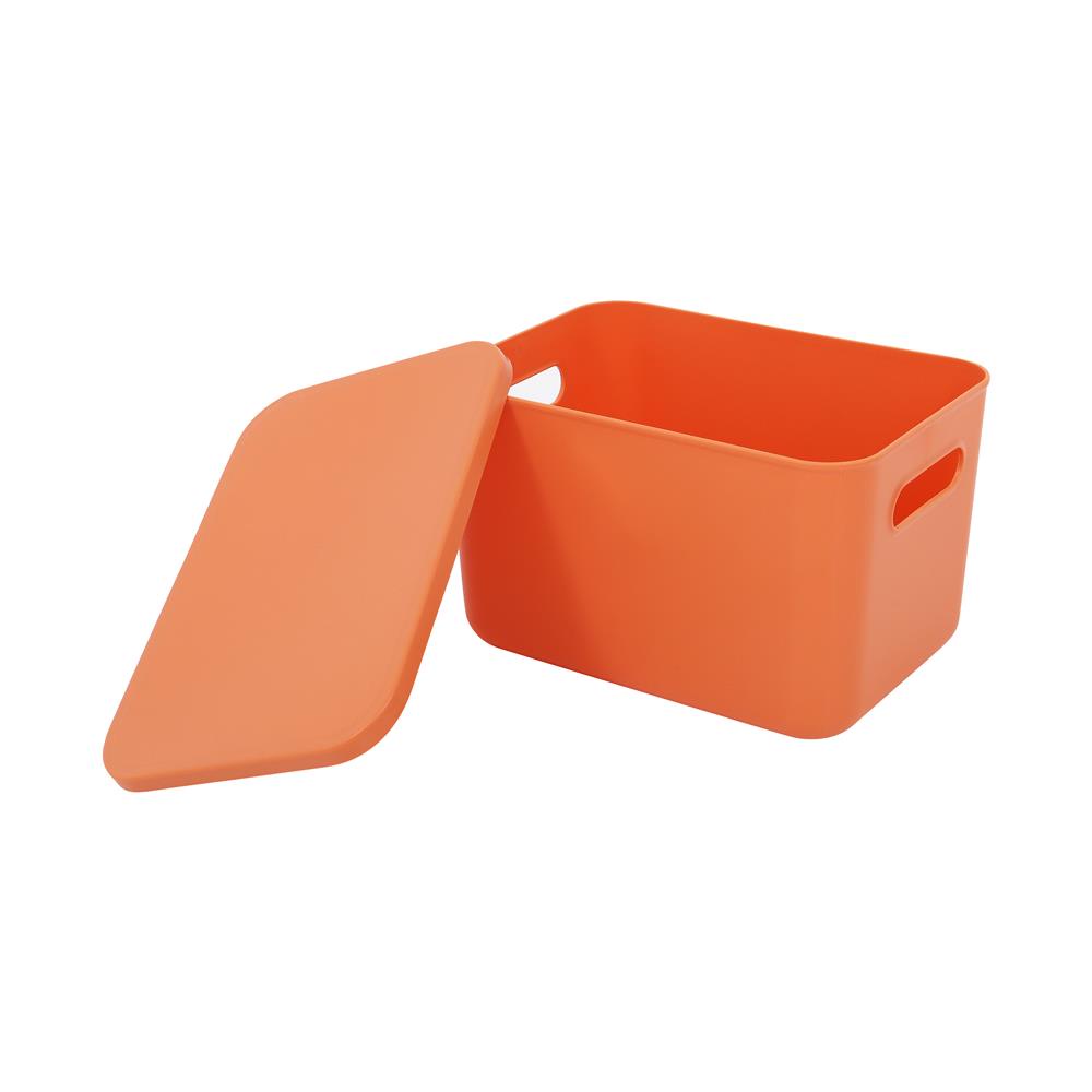 HomeBase STACKO Thùng nhựa có nắp size S R16xS26xC18cm màu cam