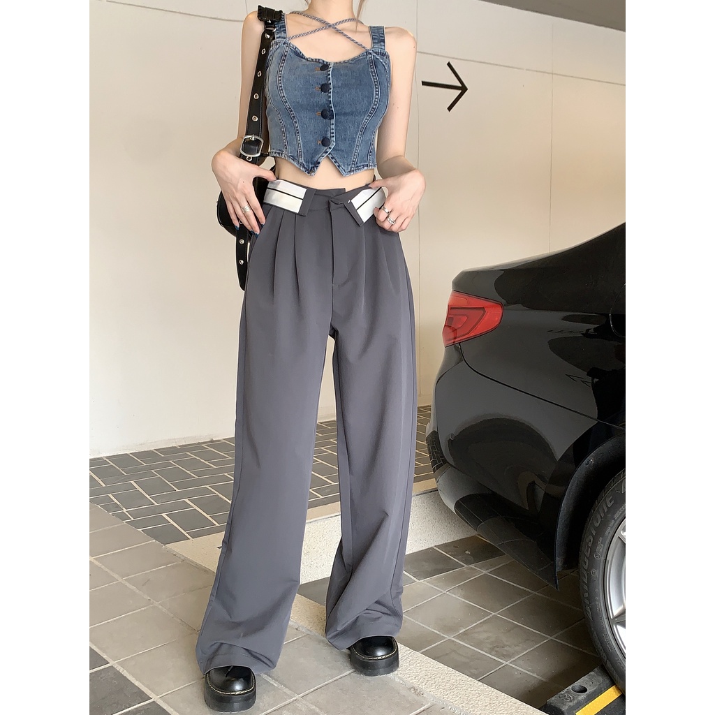 Quần Dài Lưng Cao Ống Rộng Thiết Kế Mới Thời Trang Mùa Hè Dành Cho Nữ