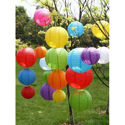 Đèn lồng giấy lụa 20cm trang trí tết, lễ hội, sự kiện phong cách nhật bản, den long gia re DL01