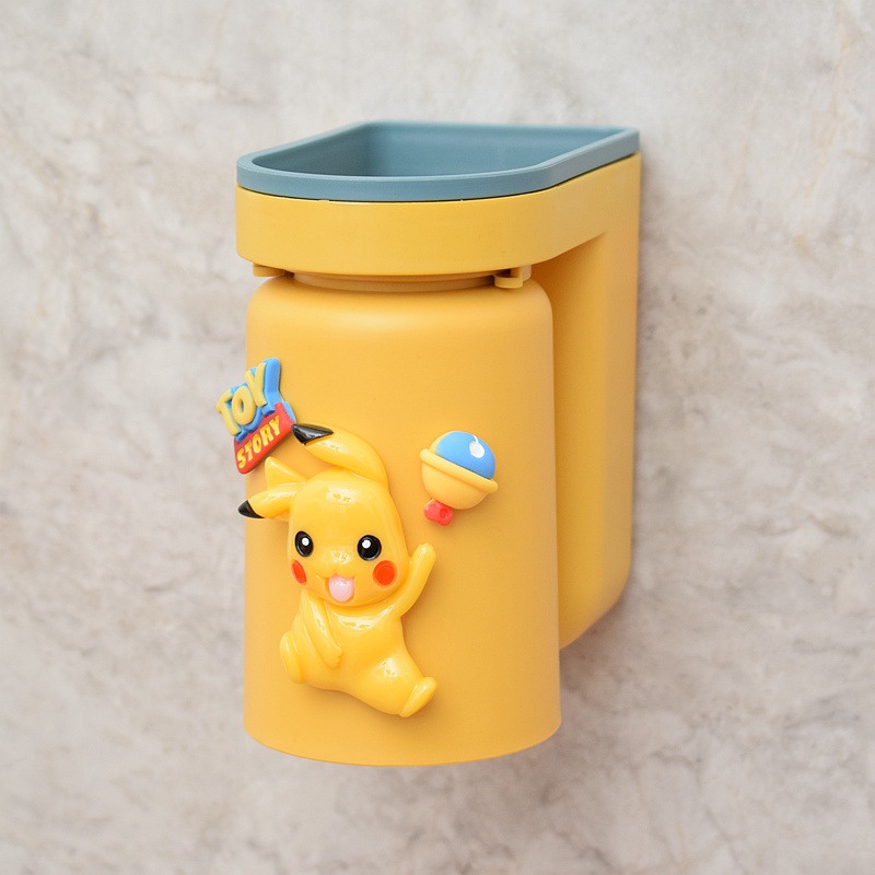 Giá đựng bàn chải đánh răng kèm 4 sticker dán kute kiểu úp ngược tích hợp để cốc súc miệng dán tường nhà tắm MIIBOOSHI