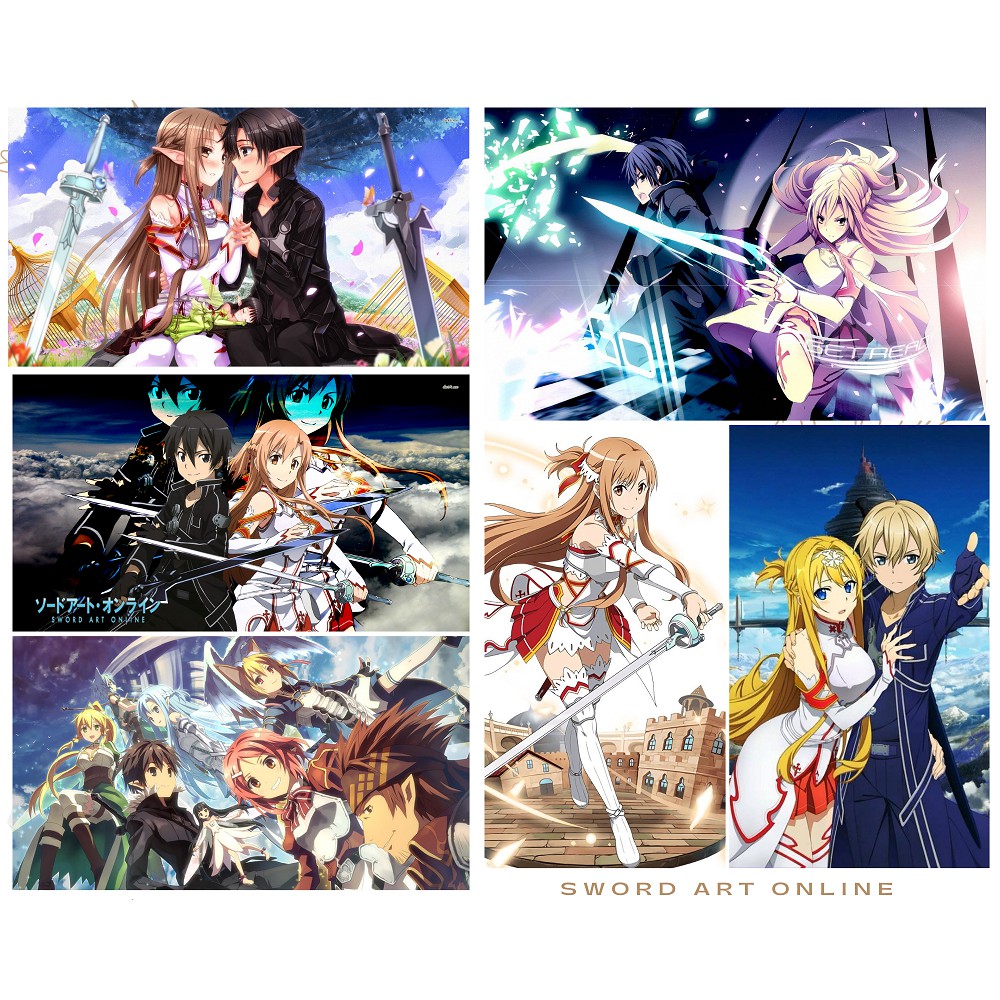 Postcard Sword Art Online có dán sticker in hình anime - Quà Tặng