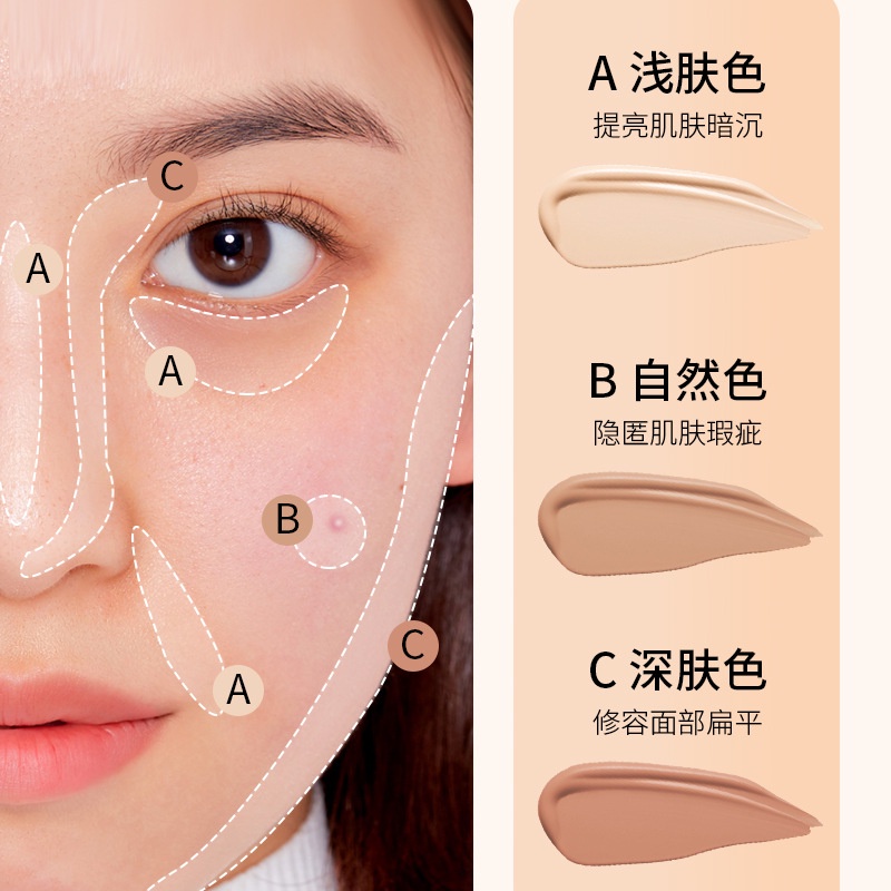 Bảng Kem Che Khuyết Điểm 3 Màu Che Phủ Mụn Và Quầng Thâm Đa Năng Làm Sáng Da Mặt Lâu Trôi