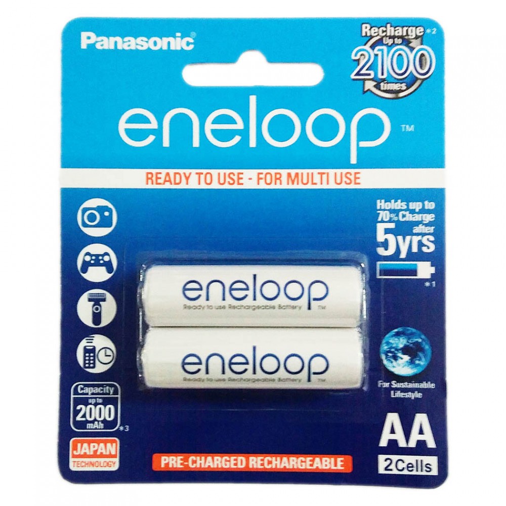 Vỉ 2 Pin Sạc AA Panasonic Eneloop 2000mAh BK-3MCCE/2BT (Hàng Chính Hãng