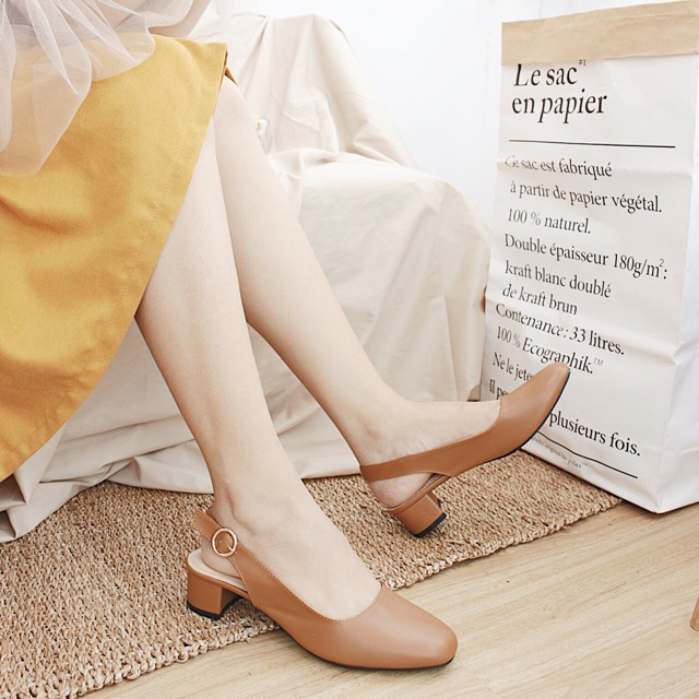 Giày Cao Gót Mũi Vuông Khóa Tròn 3CM | BigBuy360 - bigbuy360.vn