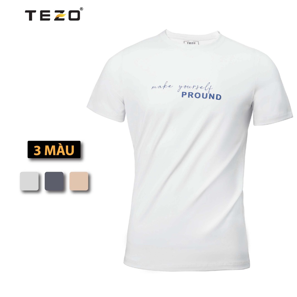 Áo phông nam Tezo in chữ ngực dáng basic 2203APOT09