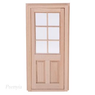 1/12 Dollhouse Miniature Wooden External 8-Pane Single Door Frame Unpainted