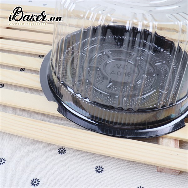 Hộp nhựa đựng bánh tròn 16cm đế đen A016