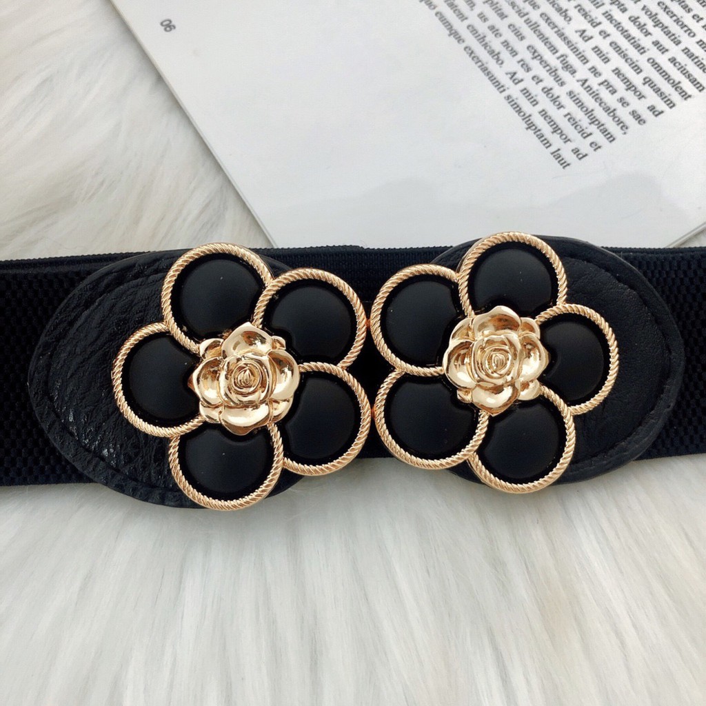 dây nịt eo belt mặc đầm xinh bản 3,5cm hình hoa mai sơn