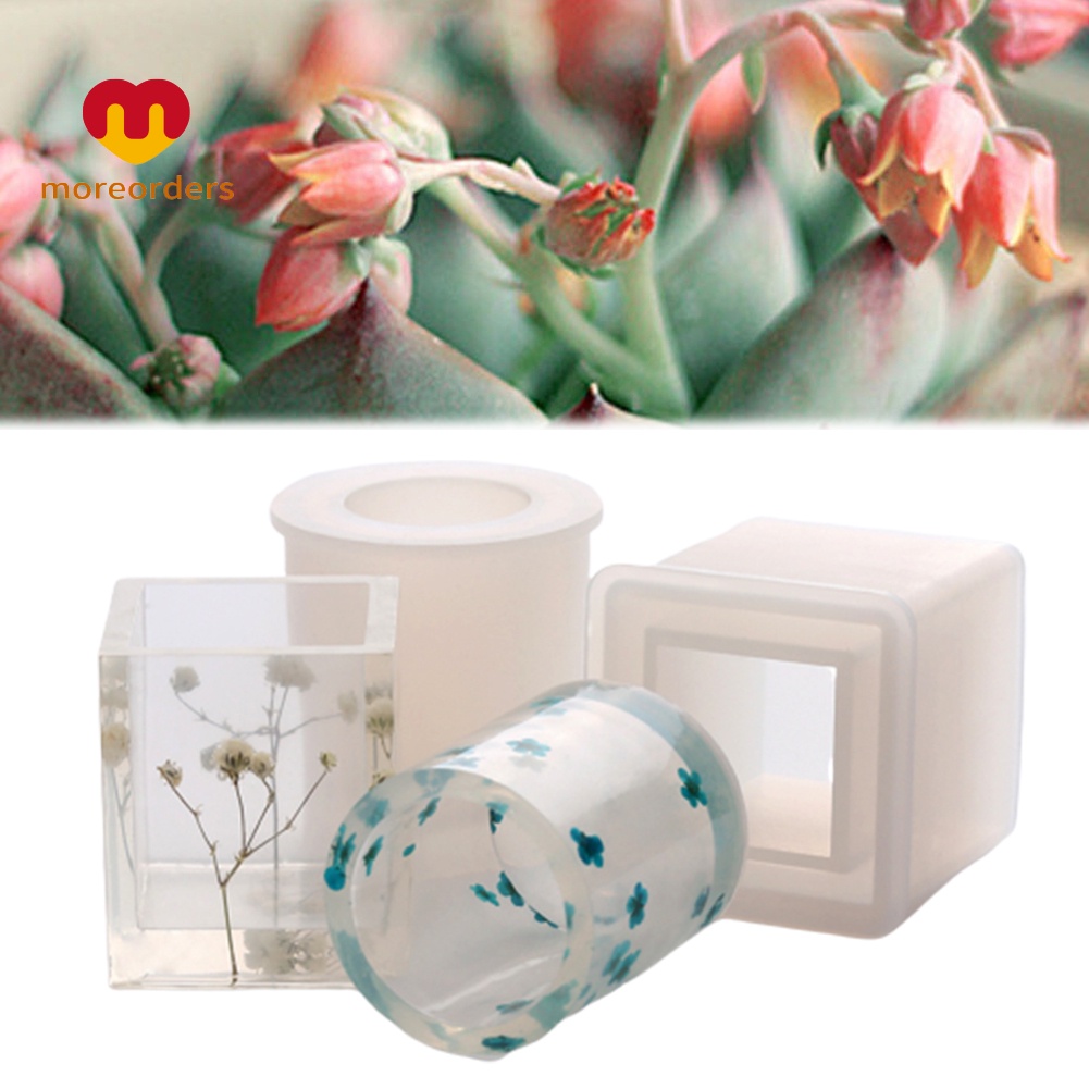 Khuôn Silicone Làm Chậu Hoa Xi Măng Hình Tròn / Vuông Diy Trang Trí Nhà Cửa