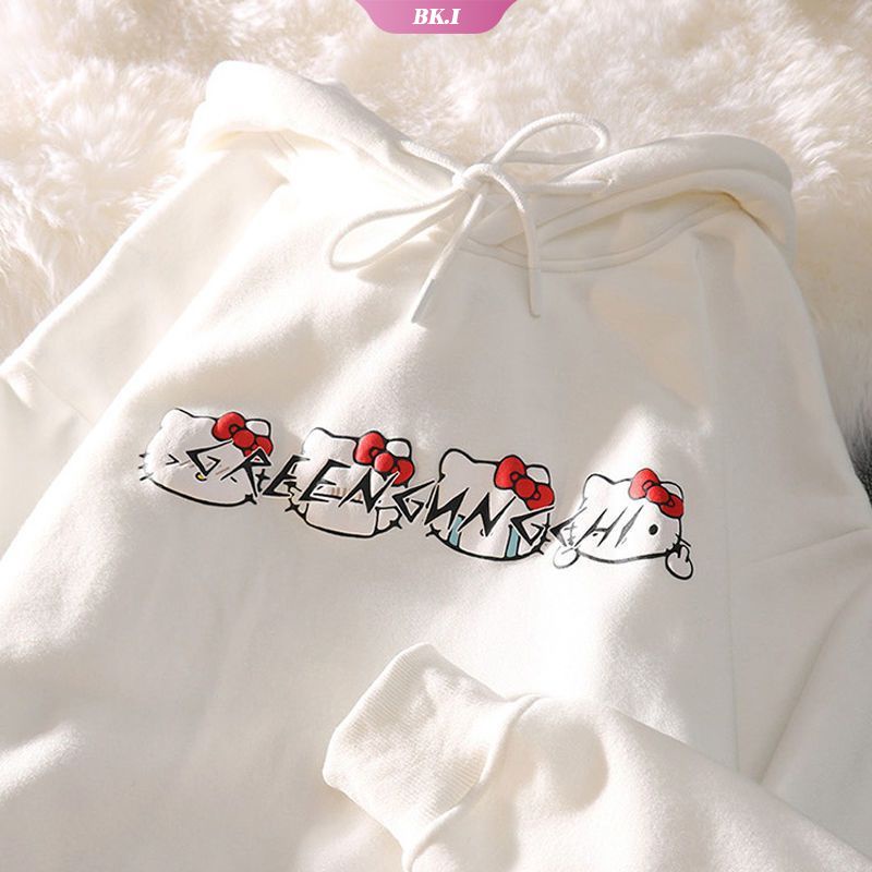 Áo Hoodie Tay Dài Chui Đầu Dáng Rộng In Hình Hello Kitty Kiểu Hàn Quốc Thời Trang Mùa Thu 2022