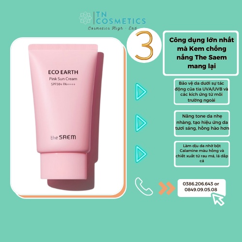 Kem Chống Nắng The SAEM Eco Earth Power Pink, KCN The SAEM SPF 50+ PA++++ 50g KCN154 | BigBuy360 - bigbuy360.vn