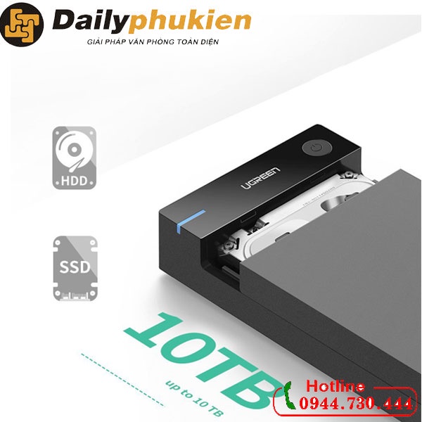 Vỏ Hộp đựng ổ cứng 3.5 inch Sata/USB 3.0 hỗ trợ 10TB UGREEN 50422 dailyphukien