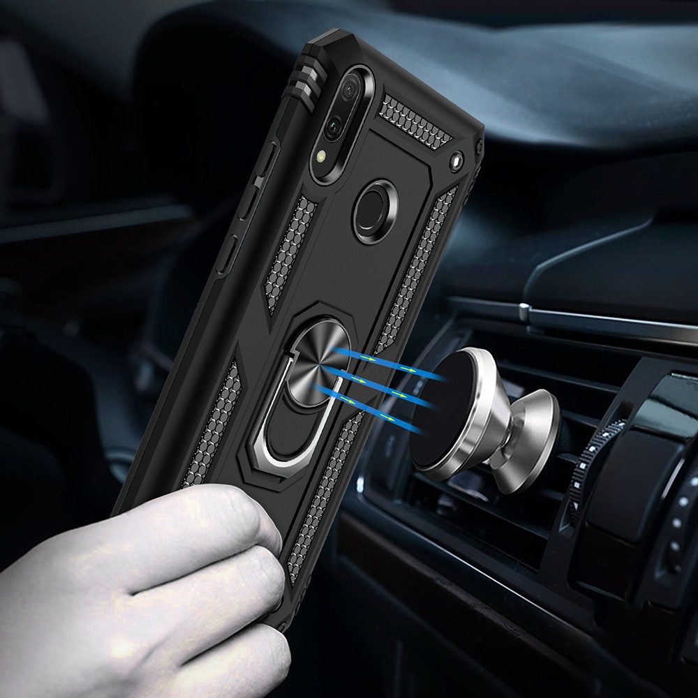 Ốp lưng Huawei Nova 3e P30 Lite Y7 Pro Y9 Prime 2019 chống sốc 2 lớp kèm nhẫn iring làm giá đỡ