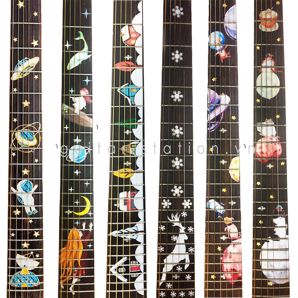 Miếng Dán Cần Đàn Guitar Ukulele Giả Khảm Mẫu 2020 – Sticker Inlay Guitar