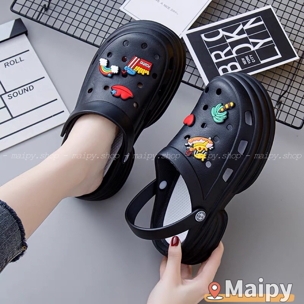 Dép cross bánh mì EVA  cao 6cm (tặng 6 sticker) siêu nhẹ lỗ thoáng khí quai hậu Maipy - SL062