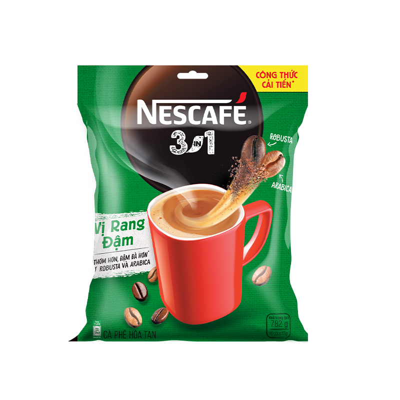 [Tặng bình Jug 1L] Cà phê hoà tan NESCAFÉ 3IN1 công thức cải tiến - vị Rang Đậm (46 gói x 17g)