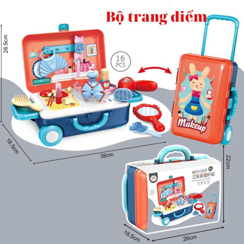 Bộ đồ chơi vali hướng nghiệp (nấu ăn, bác sĩ, trang điểm, kỹ sư) cho bé trai và bé gái BBTOYS 105