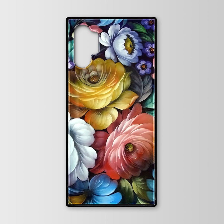 [Hàng cao cấp] Ốp kính cường lực Samsung Galaxy Note 10 Plus viền dẻo in họa tiết - Mẫu P30-Floral1-7