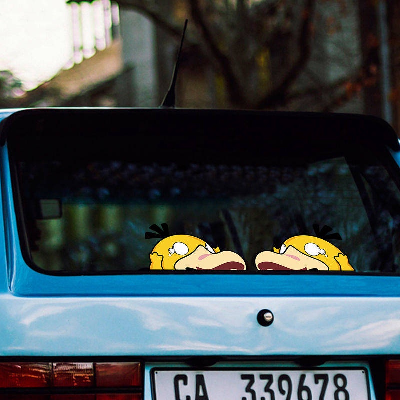 Psyduck Reflective Anime Bumper Stickers Waterproof Cute Personality Car Body Decal Cover Scratches Rear Windshield Sticker aGOm
