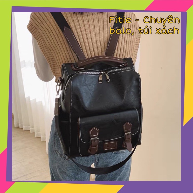 BALO DA❤️FREESHIP❤️BALO VINTAGE BALO ĐI HỌC THỜI TRANG CÁ TÍNH BALO VUÔNG ĐEO CHÉO