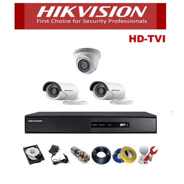 Camera Hikvision TVI 2.0MP 1080p bộ 3 mắt