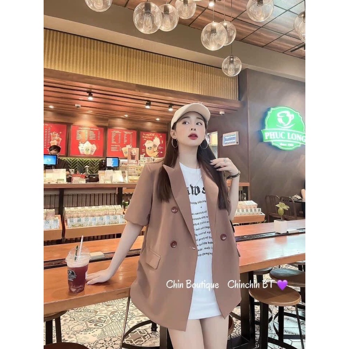 Áo cộc cổ vest siêu nhẹ màu đậm mới