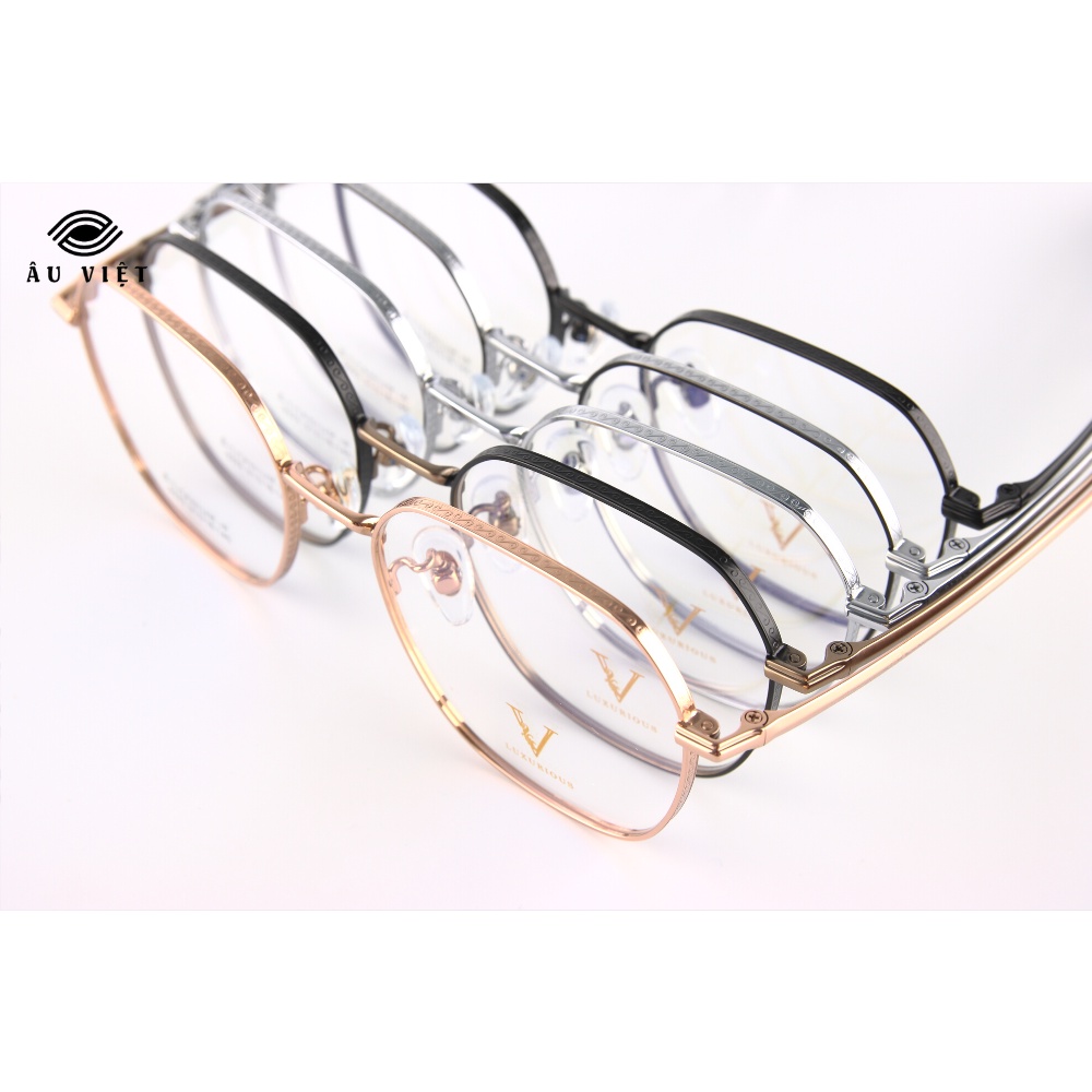 Gọng kính kim loại titanium Luxurious 9223 nam nữ dáng vuông Full box