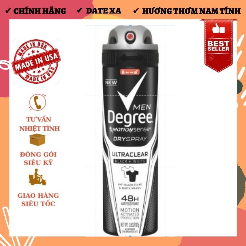 Xịt Khử Mùi Nam Degree MotionSense Antiperspirant Dry Spray 107g