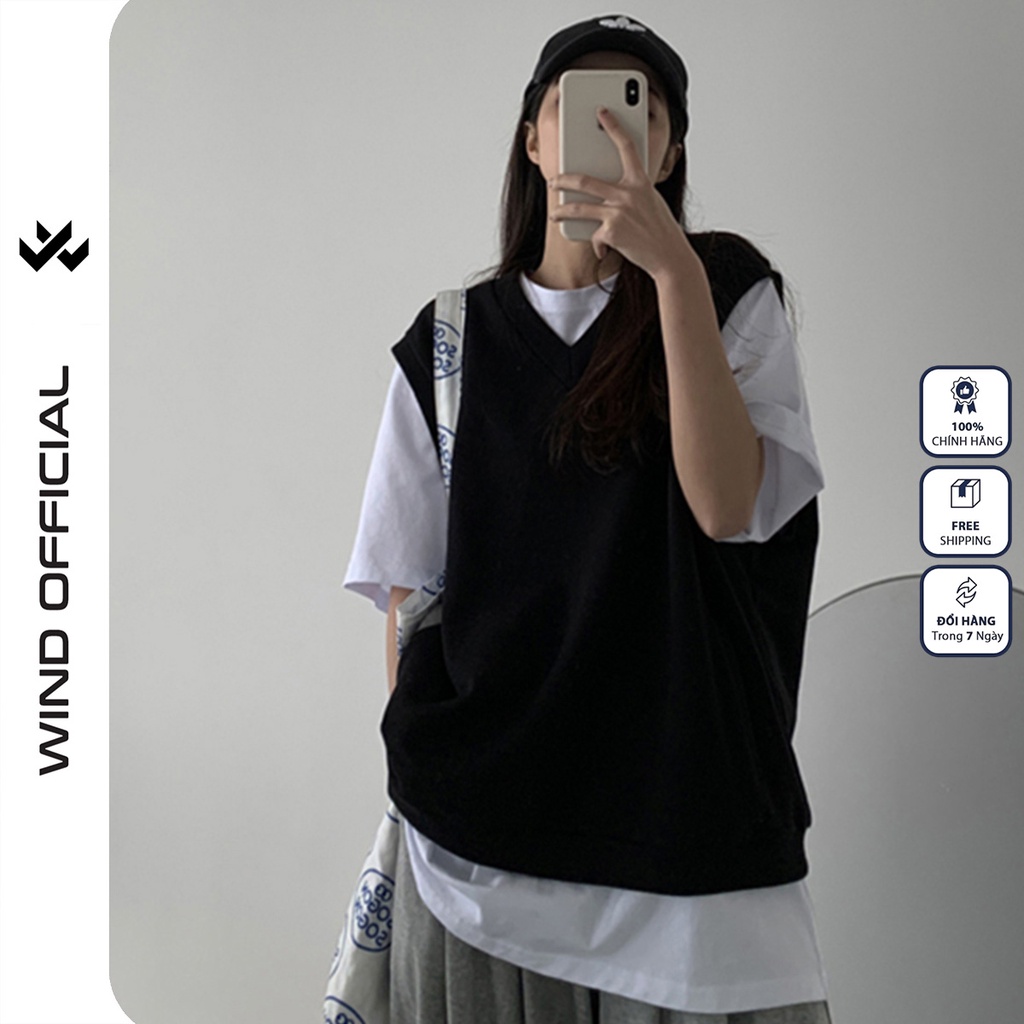 Áo gile unisex WIND form rộng Trơn thời trang nam nữ oversize phong cách ulzzang