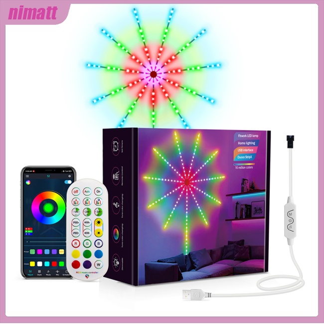 Dây Đèn Led 16 Triệu Màu 213 Chế Độ Chiếu Sáng Tạo Hiệu Ứng Pháo Hoa Trang Trí Lễ Hội