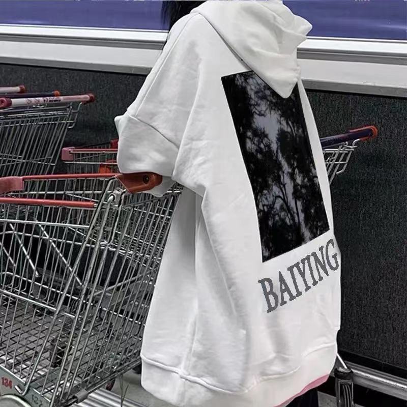 IELGY Áo Sweatshirt Mỏng Dáng Rộng In Họa Tiết Phong Cách Hip Hop Thời Trang Cho Nữ