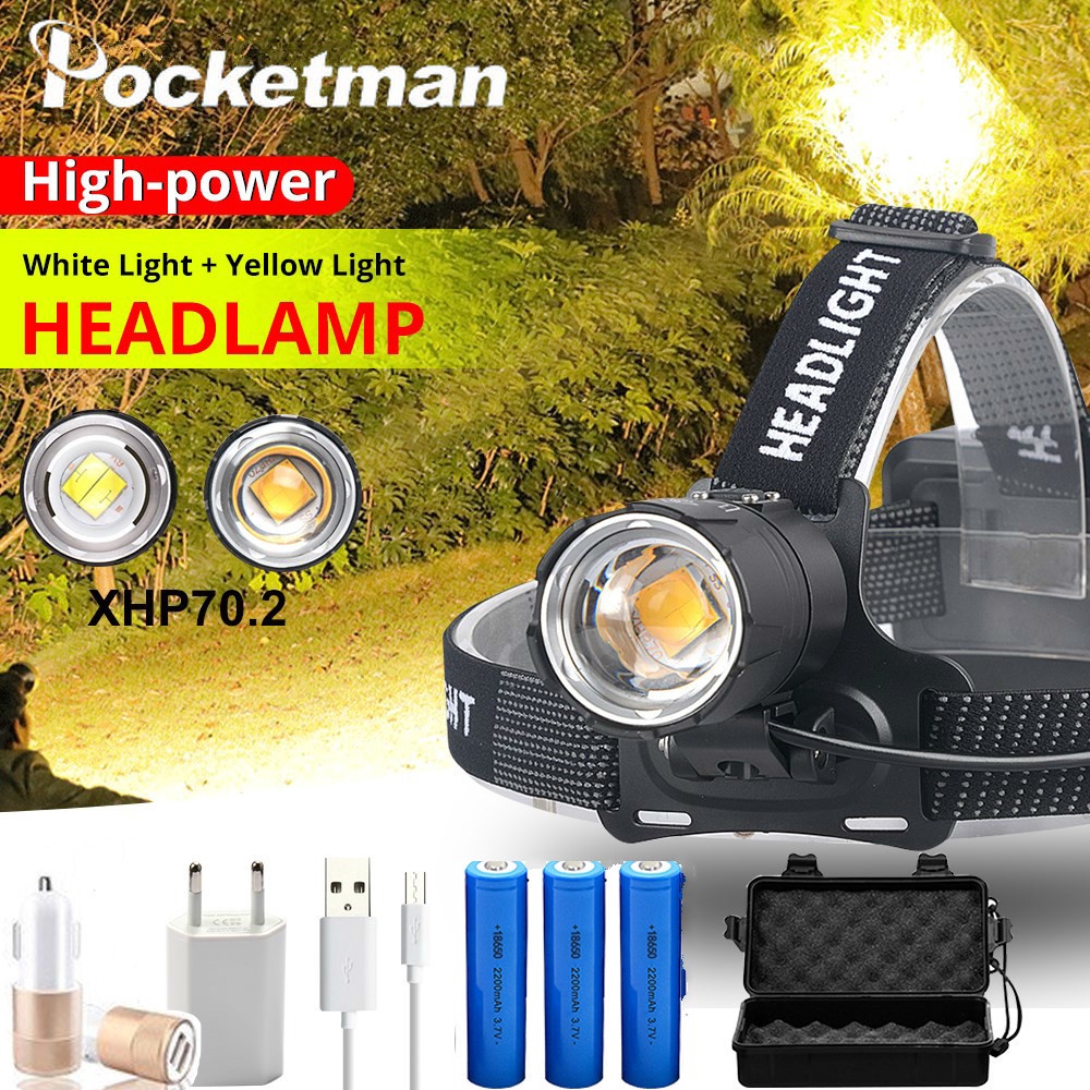 100000Đèn Pin Đội Đầu XHP70.2 XHP70 3*18650 Sạc Được Tiện Dụng