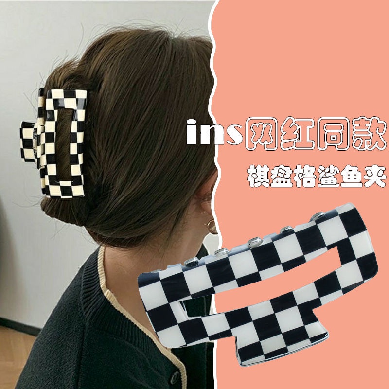 Kẹp tóc in họa tiết caro kiểu Blackpink Lisa phong cách Hàn Quốc cho nữ