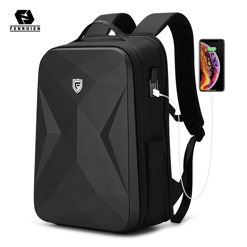 Fenruien 2021 new men's backpack fashion waterproof and anti-theft school business travel backpack (17.3 inch laptop)