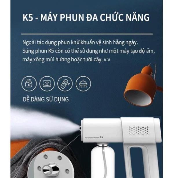 Máy phun khử khuẩn nano,máy xịt cồn tự động cầm tay K5, công nghệ nano nhật bản