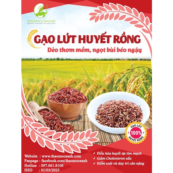 1kg gạo lứt đỏ, gạo lứt huyết rồng ăn kiêng