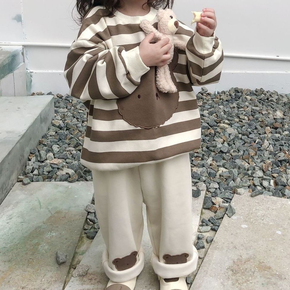 Áo Sweater Chui Đầu In Hình Gấu Hoạt Hình Phong Cách Nhật Hàn Thời Trang Mùa Thu 2022 Cho Bé